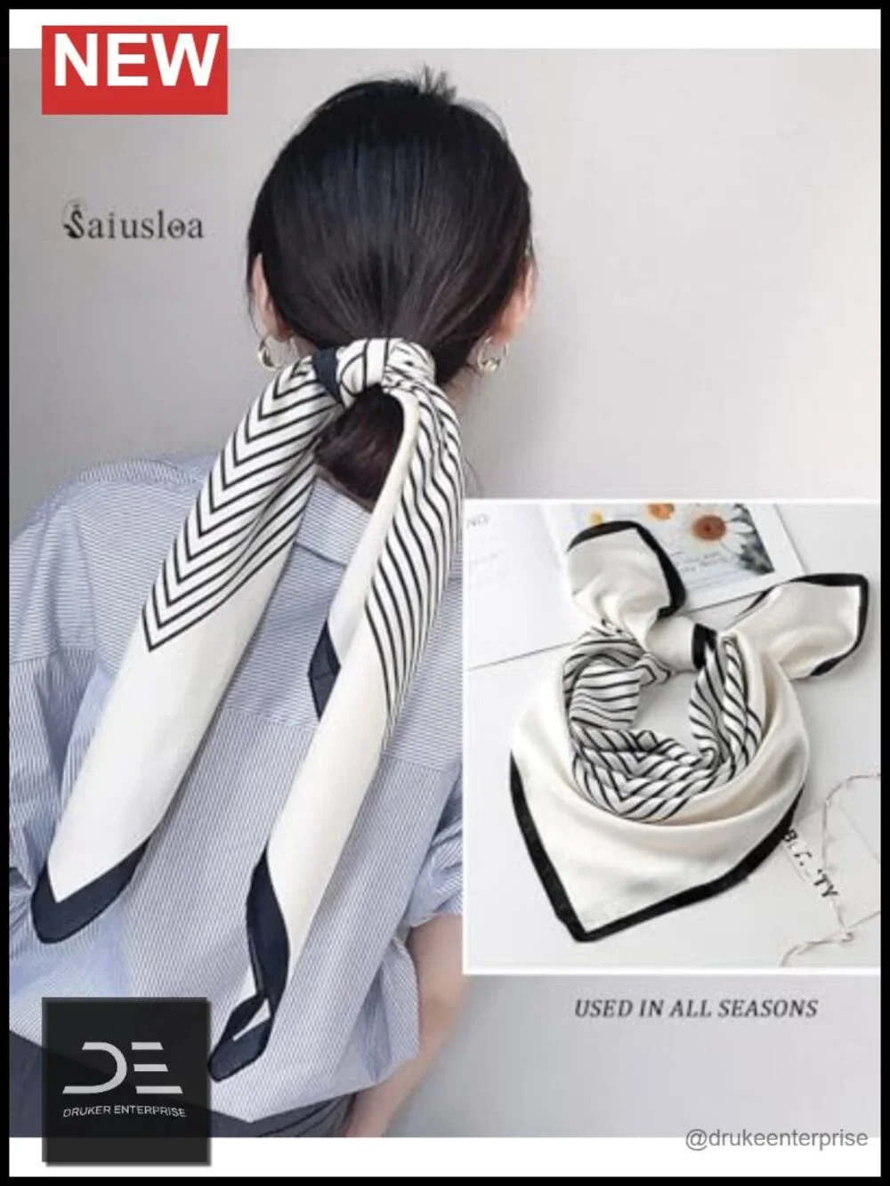 Polyester Satin Square Neck Scarf Head Scarf Bandana Lightweight
